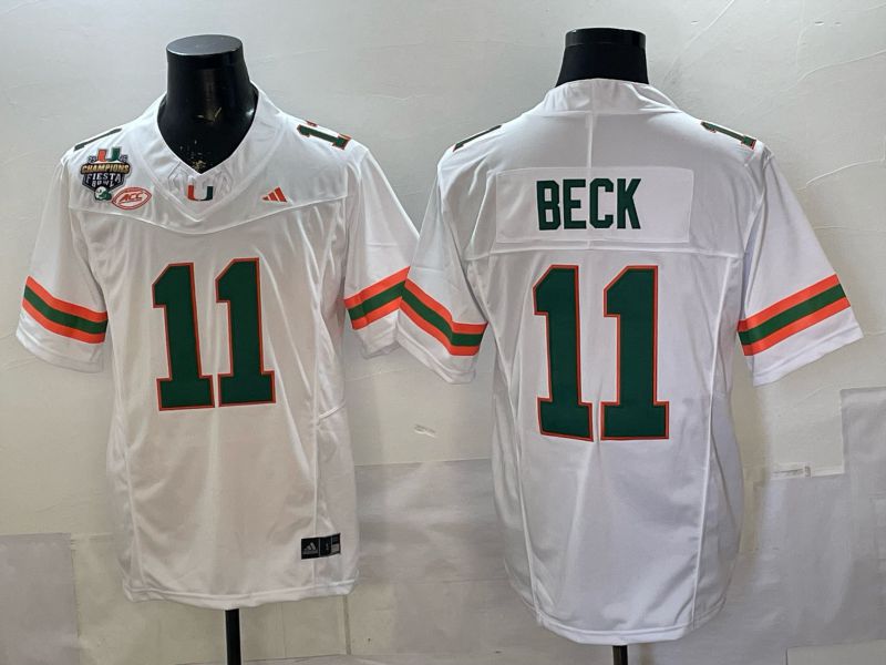 Men 2026 Miami Hurricanes #11 Beck White 3th generations Limited NCAA Jersey 0021->ncaa teams->NCAA Jersey
